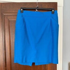 J Crew pencil skirt with pockets! Bright blue, excellent condition. Size 12